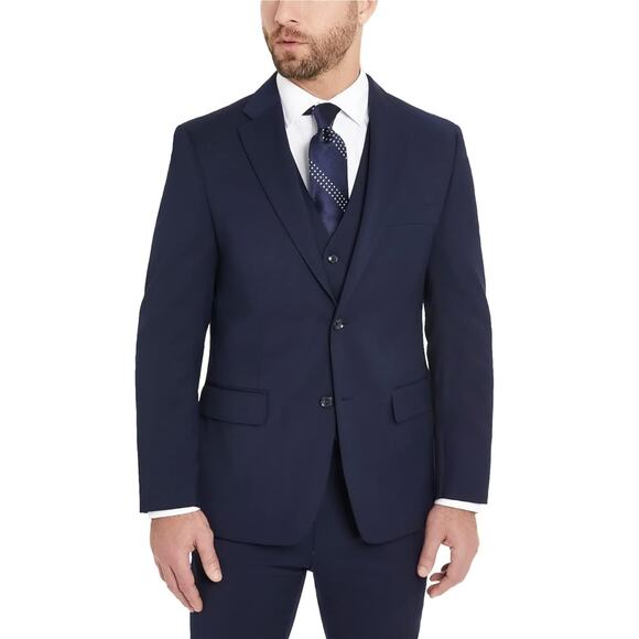 Tommy Hilfiger Men's Navy Wool TH-Flex Stretch Modern-Fit Suit Jacket Size 38R - Picture 1 of 10